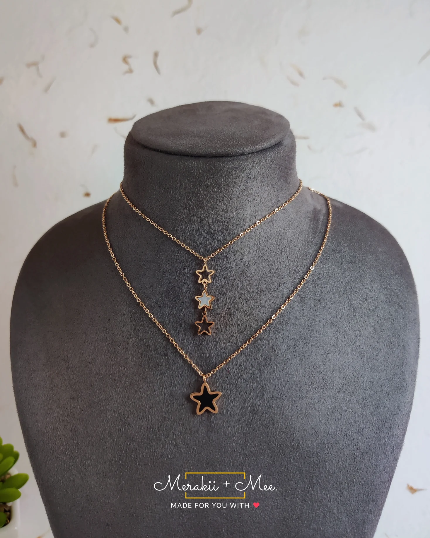 2 Layer Black Star Necklace - Image 3