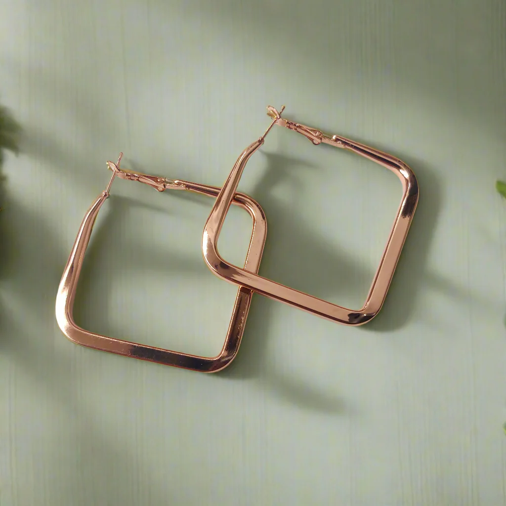 Chic Square Hoop Earrings – Silver & Rose Gold - Image 4