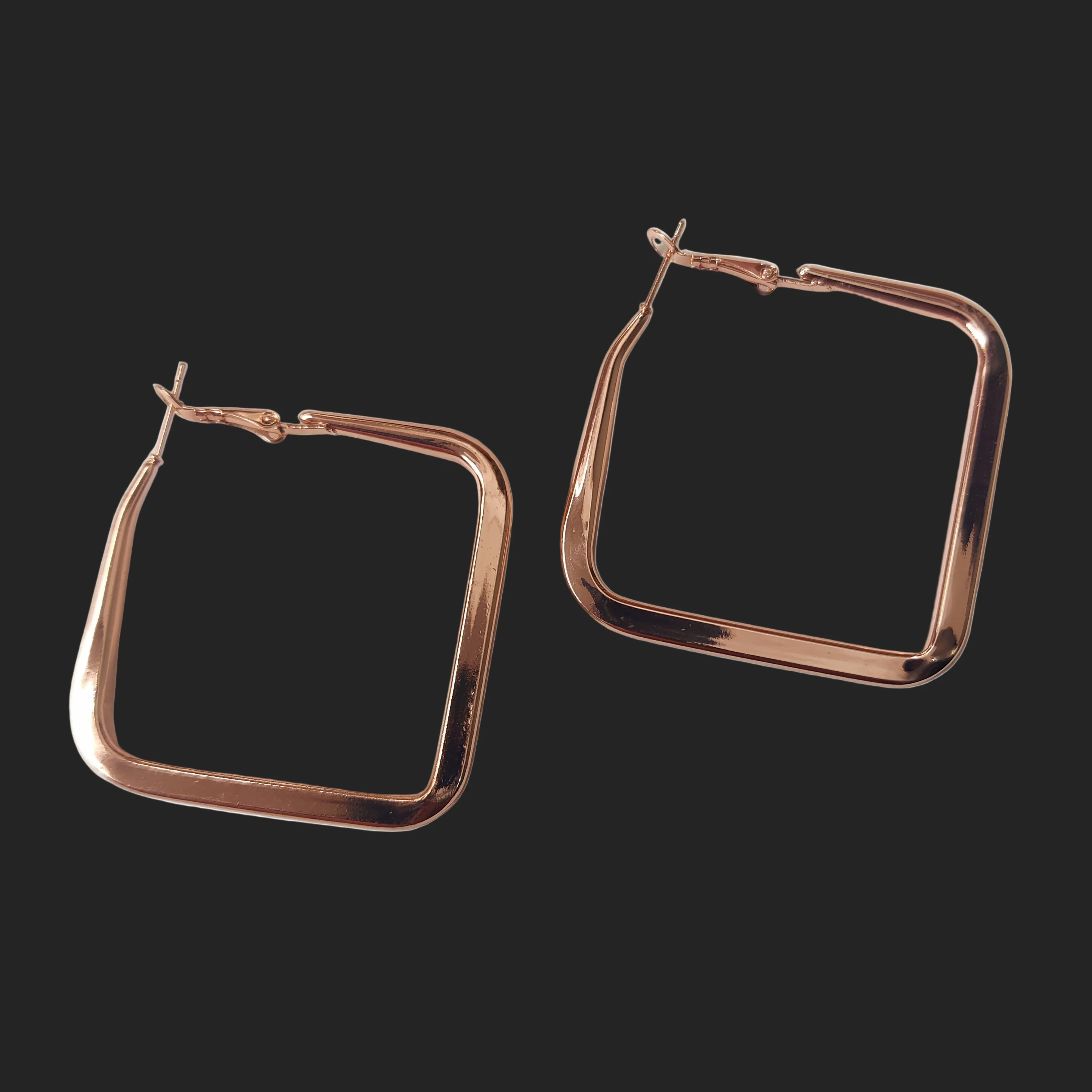 Chic Square Hoop Earrings – Silver & Rose Gold - Image 5