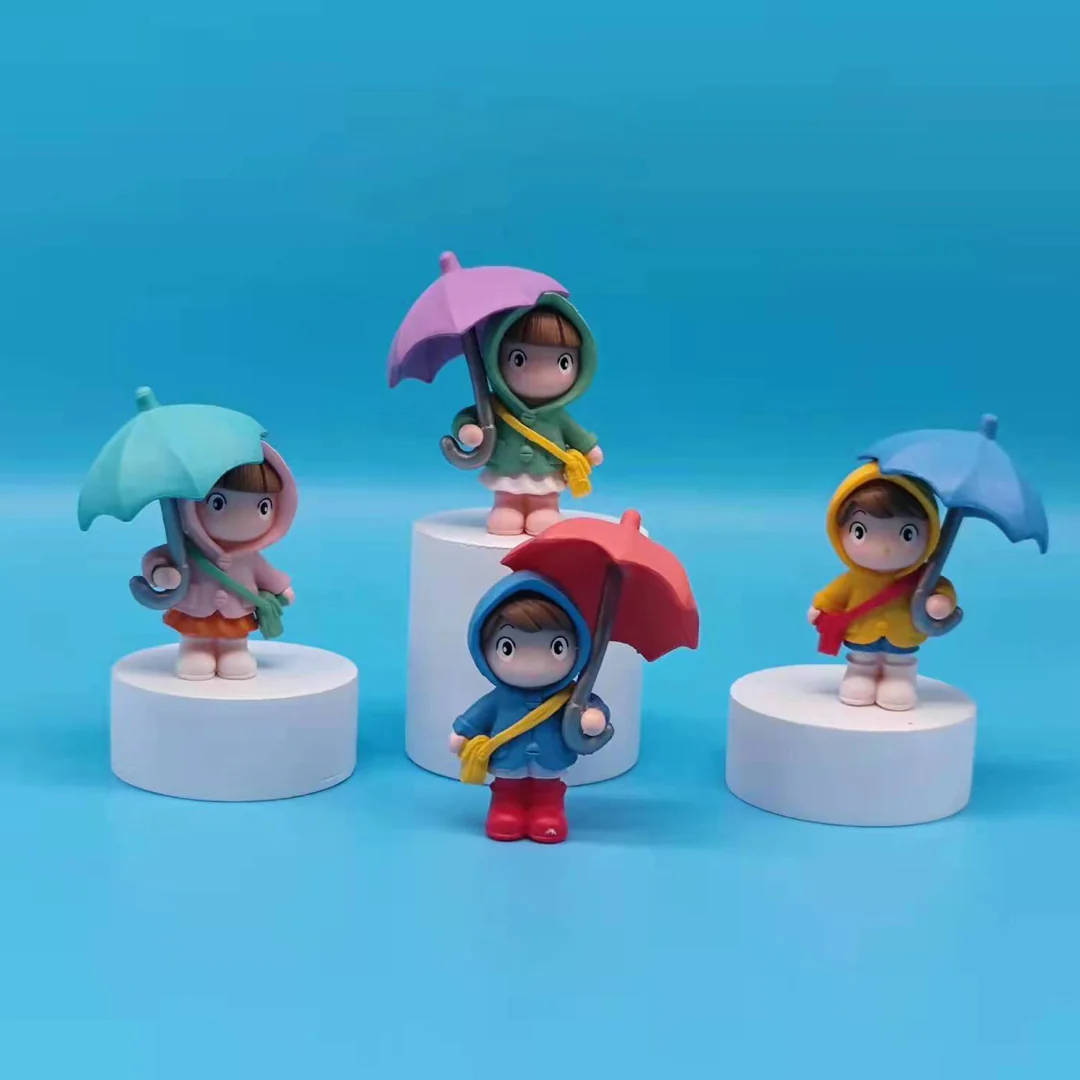 Cute Boy and Girl with Umbrella 3D Figure Keychain (Pack of 2) - Image 3