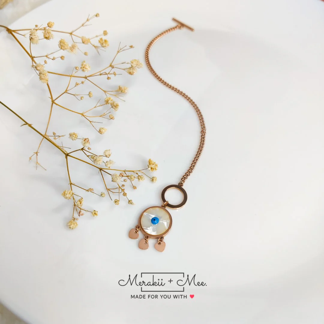 Evil Eye Amulet Charm Bracelet with Toggle Lock - Image 4