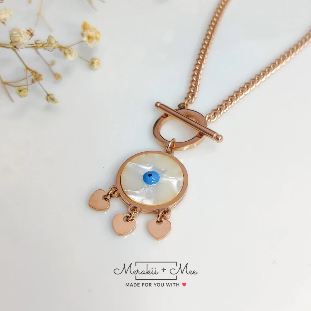 Evil Eye Amulet Charm Bracelet with Toggle Lock - Image 5