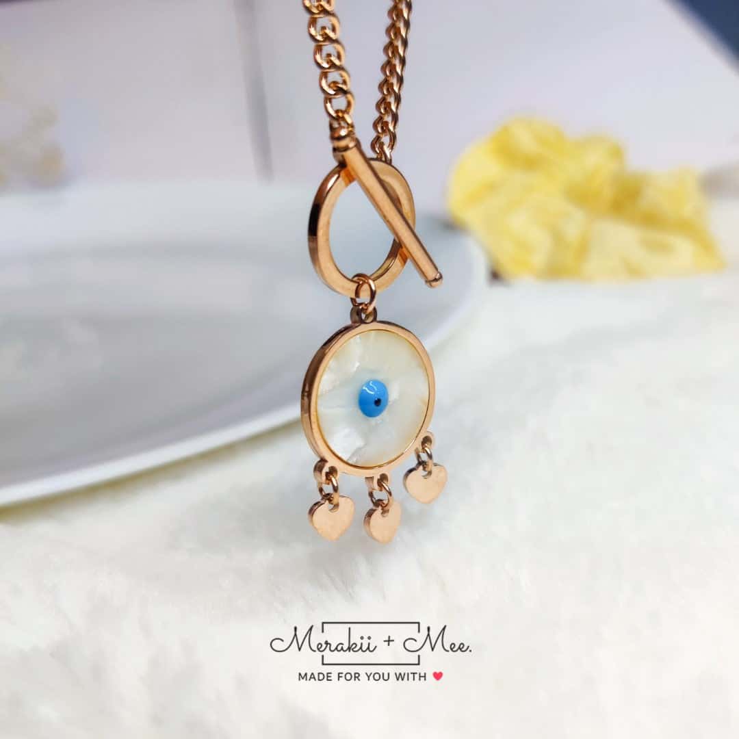 Evil Eye Amulet Charm Bracelet with Toggle Lock - Image 8