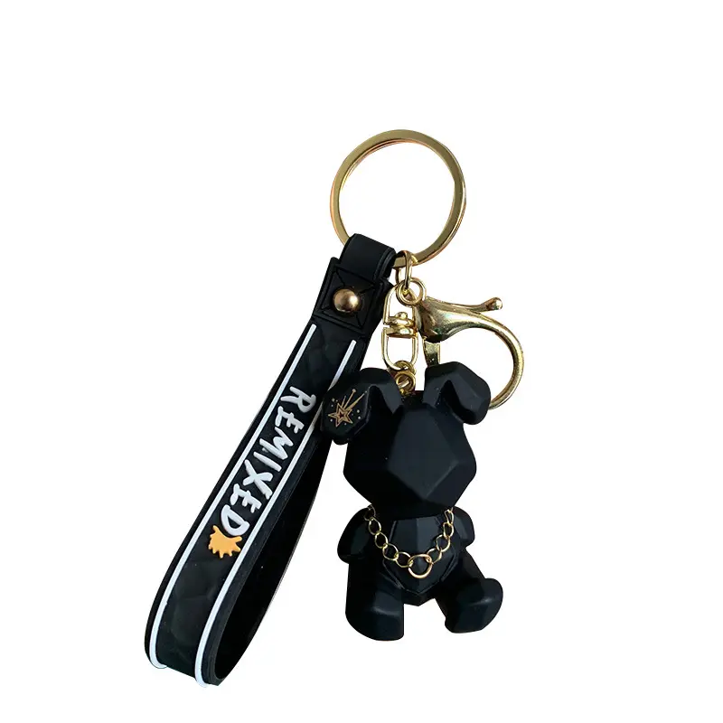 Geometric Resin Rabbit Keychain with Strap - Image 3