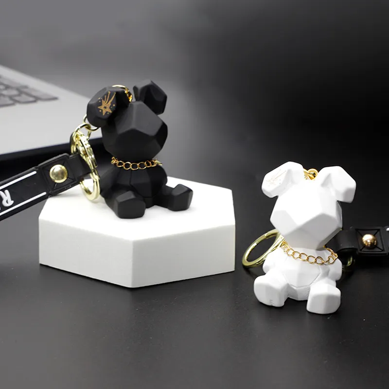Geometric Resin Rabbit Keychain with Strap - Image 4
