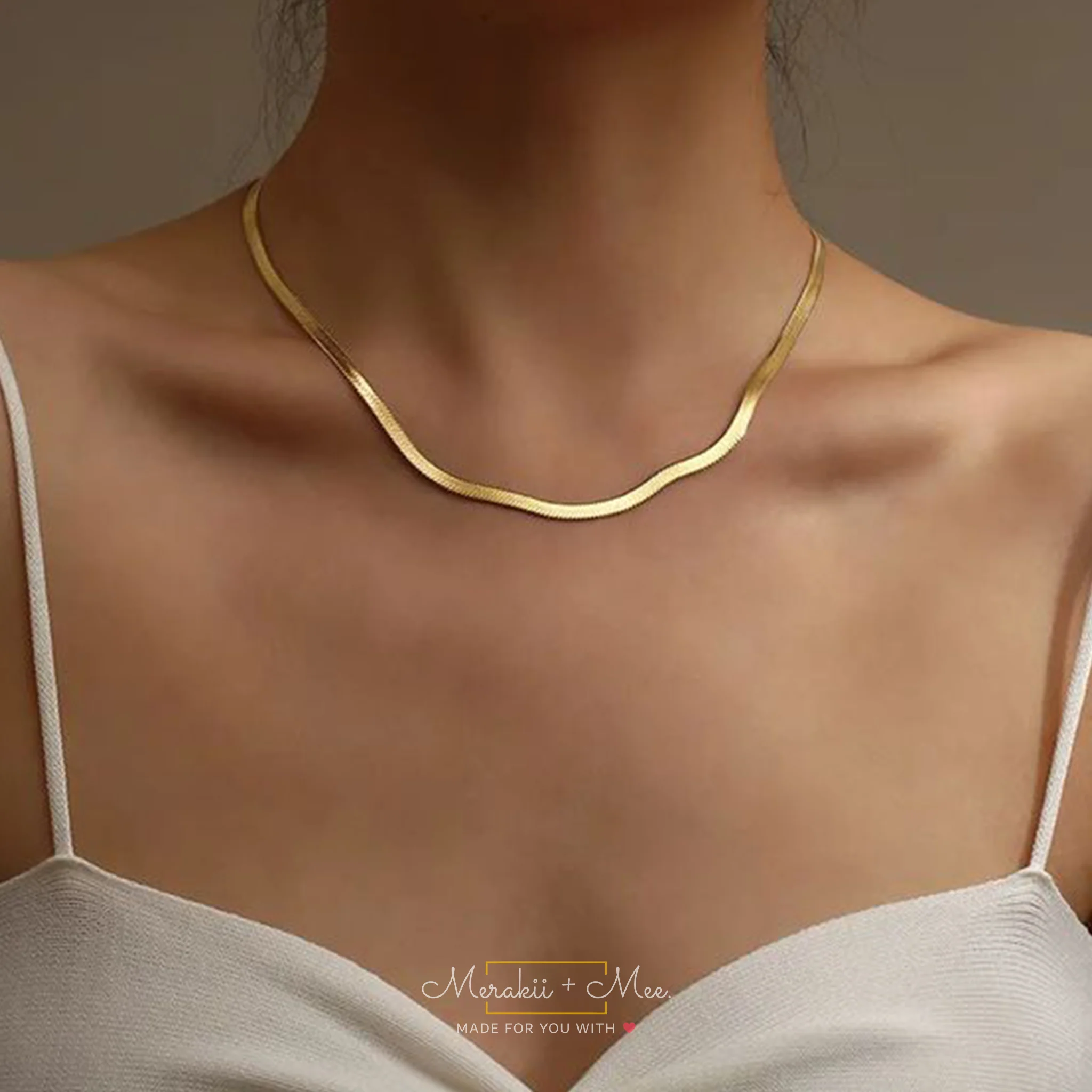 Herringbone Chain 18k Gold Plated - Image 3