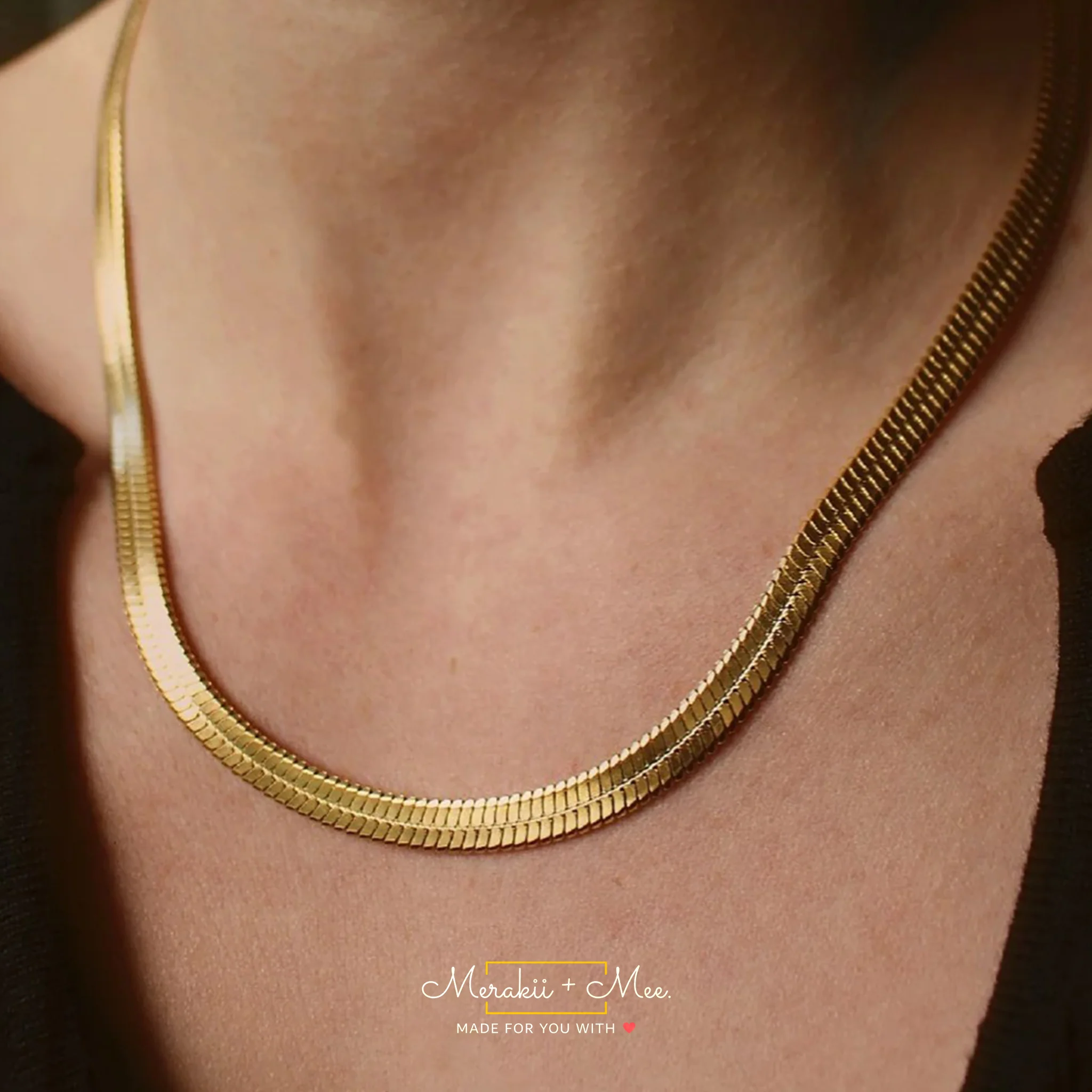 Herringbone Chain 18k Gold Plated - Image 6
