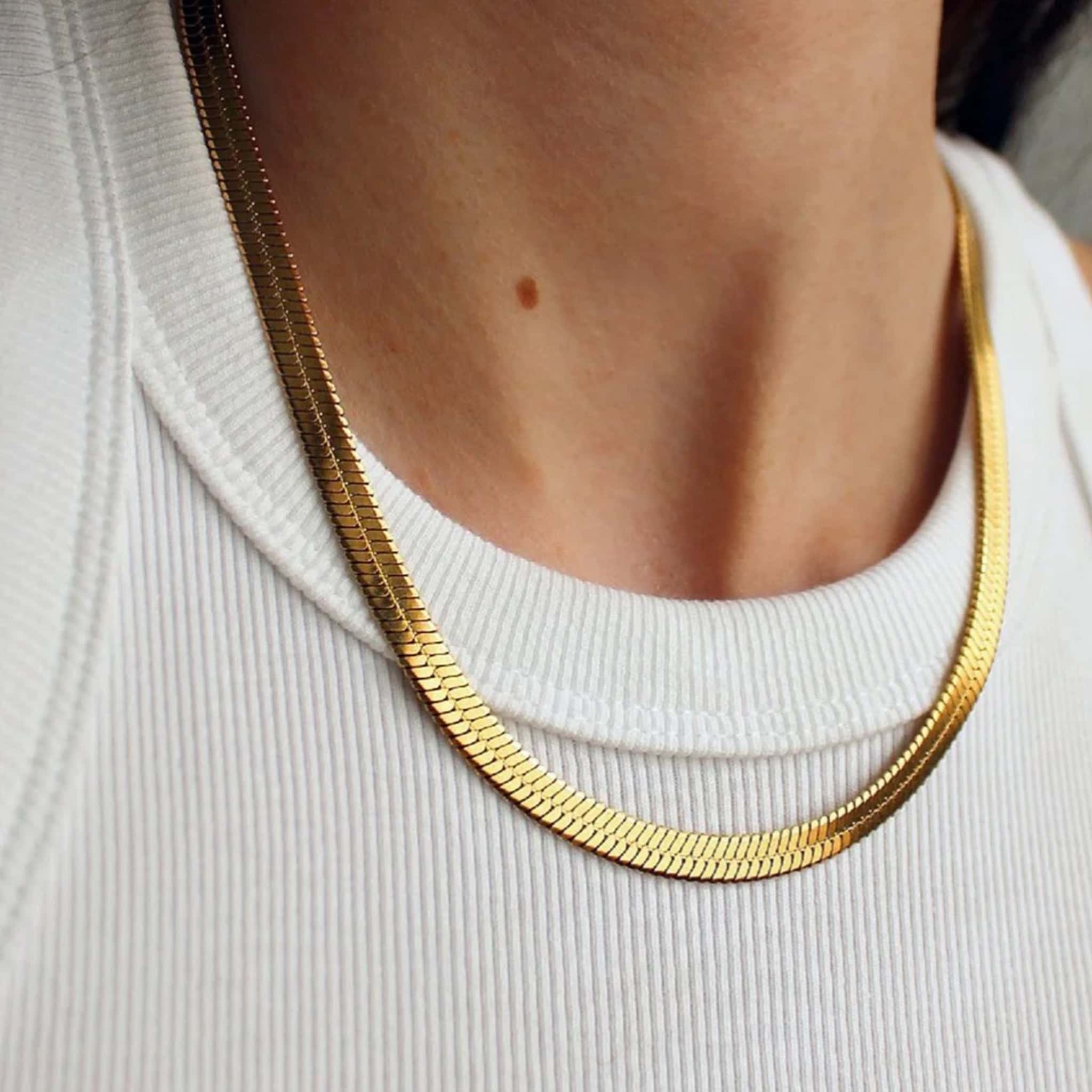Herringbone Chain 18k Gold Plated - Image 7
