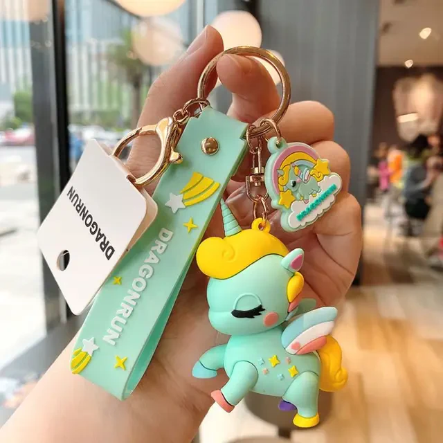 Magical Unicorn 3D Rubber Keychain with Strap - Image 3