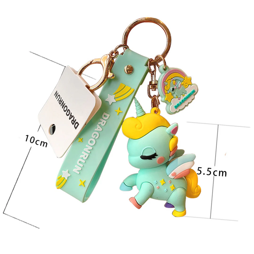 Whimsical Unicorn 3D Rubber Keychain with Strap - Image 4