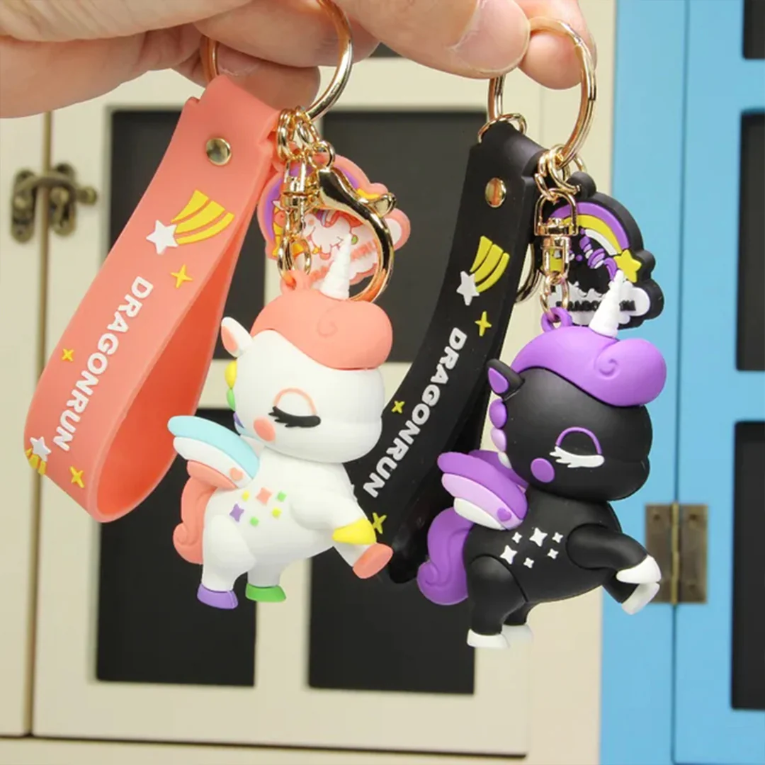 Whimsical Unicorn 3D Rubber Keychain with Strap - Image 5