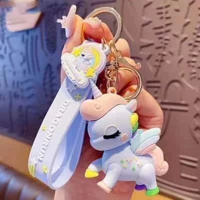 Whimsical Unicorn 3D Rubber Keychain with Strap - Image 7
